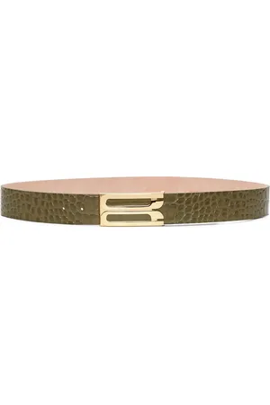 Victoria Beckham Crocodile-embossed leather Jumbo Frame belt