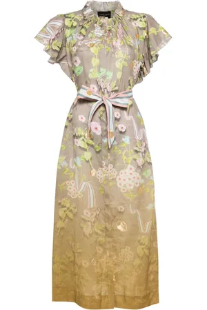 Cynthia Rowley Printed Ramie Maxi Cotton Dress