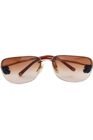 CHANEL Camellia rectangle-framed sunglasses