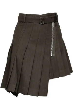 SACAI Stripe detail wool skirt