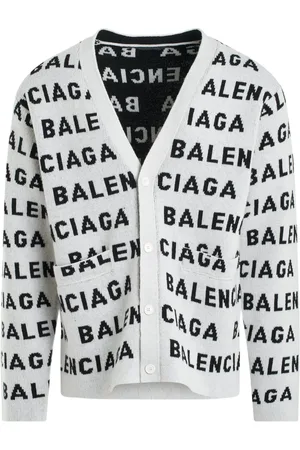 Balenciaga Intarsia-knit logo-motif cardigan