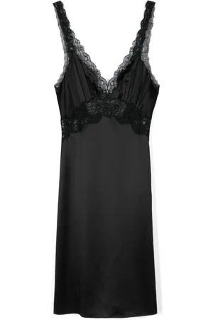 Saint Laurent Lace-panel midi dress