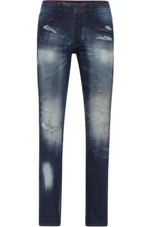 Philipp Plein Super Straight Cut Dragon Strass jeans