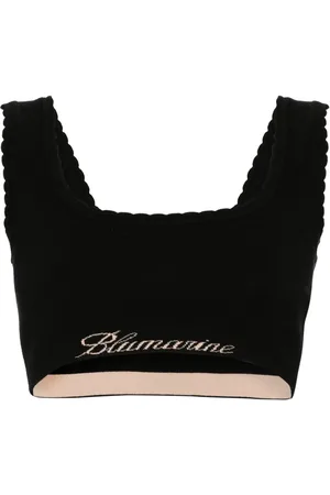 BLUMARINE Logo-jacquard crop top