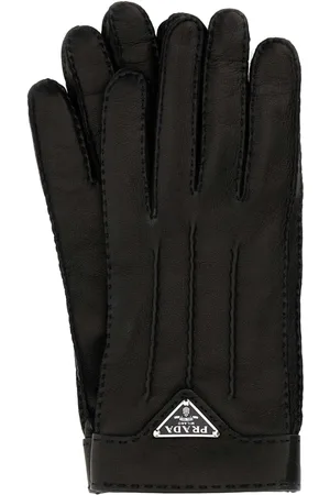 Prada Enamel-logo leather gloves