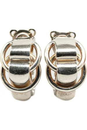 Hermès 20th Century Sterling Deux Anneau Clip On costume earrings
