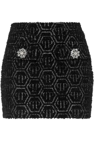 Philipp Plein Mini monogram tweed skirt