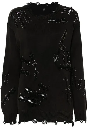 R13 Safety pin-embellishment sweater
