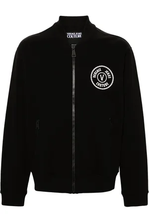 VERSACE Logo-print zip-up sweatshirt