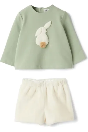 Il gufo Bunny appliqué shorts and sweatshirt set