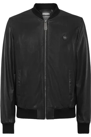Philipp Plein Logo-patch leather jacket