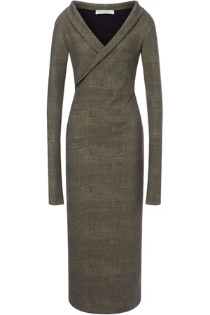 Serafini Folded-neckline midi dress