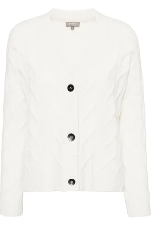 N.PEAL V-Neck Cable Cashmere Cardigan