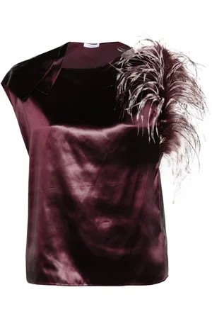 Salvatore Ferragamo Feather-bouquet asymmetric top