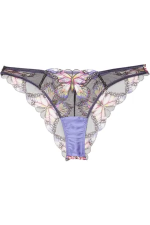 FLEUR DU MAL Butterfly-embroidered cheeky briefs