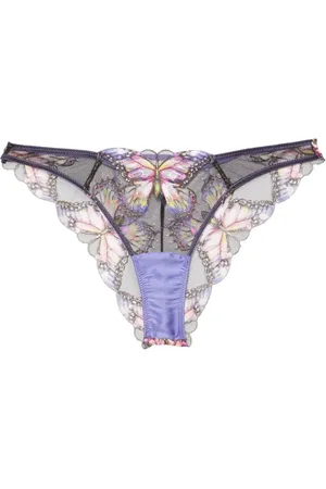 FLEUR DU MAL Butterfly-embroidered cheeky briefs