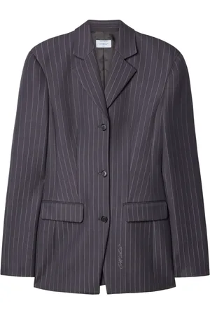 OFF-WHITE Embroidered-logo pinstripe-pattern blazer