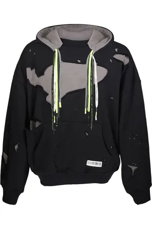 MOSTLY HEARD RARELY SEEN Layered distressed cotton hoodie