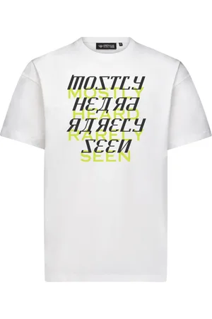 MOSTLY HEARD RARELY SEEN Shadow Text cotton T-shirt