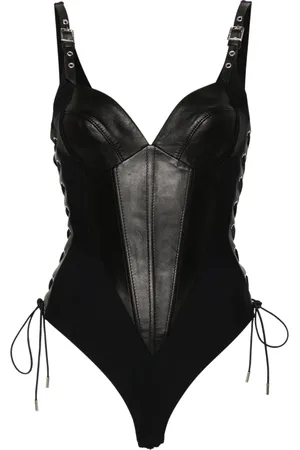 MITILIANE COUTURE Leather-trim bodysuit