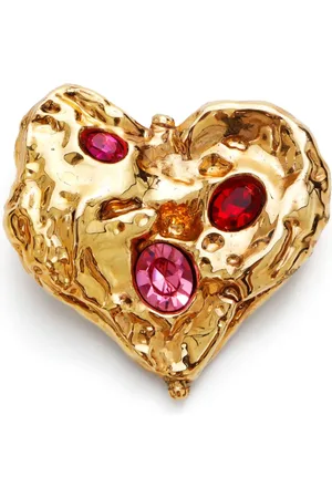 Saint Laurent Rhinestone-embellished heart brooch