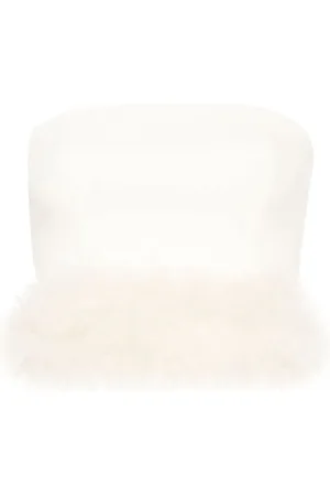 BLUMARINE Feather-embellished cropped top