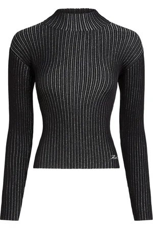Karl Lagerfeld Mock-neck lurex T-shirt