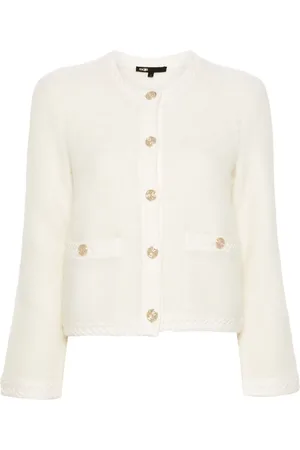 Maje Chevron-knit-trim cardigan