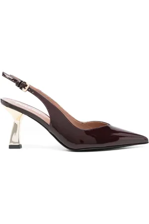 Pollini 85mm patent slingback pumps