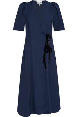 Ganni Wrap twill midi dress
