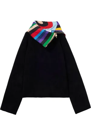 Puccini Iride-print trim velvet sweater