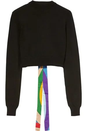 Puccini Abstract-print trim cropped sweater