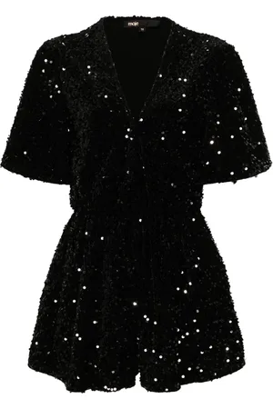 Maje Sequinned velvet playsuit