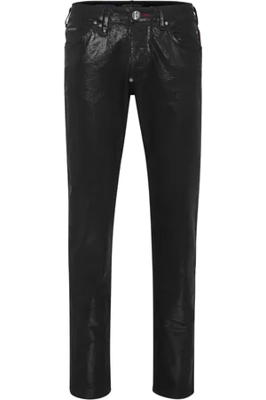 Philipp Plein Coated-finish straight-leg jeans
