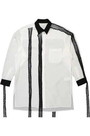 YOHJI YAMAMOTO Contrasting mesh-detail linen shirt