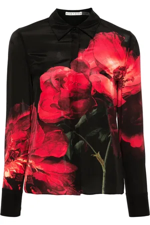 ALICE+OLIVIA Floral-print silk shirt