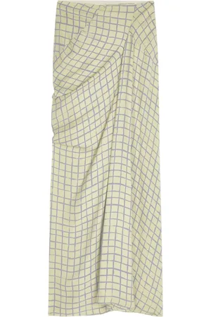 DRIES VAN NOTEN Grid-print draped skirt