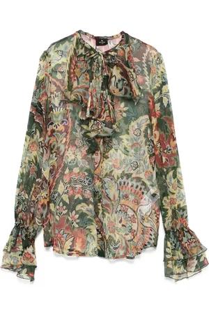 Etro Ruffled-detail crepon shirt