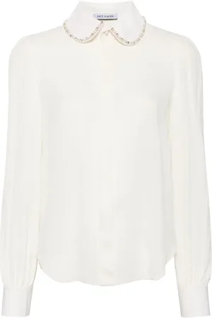 DICE KAYEK Pearl beaded collar silk shirt