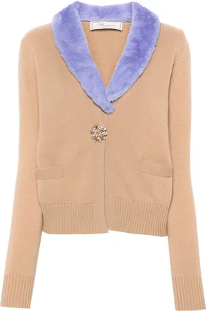 BLUMARINE Faux-fur collar cardigan