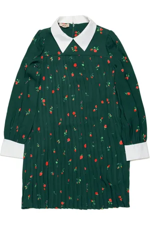 Nº21 Rose-print pleated shirtdress