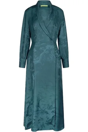 SHANGHAI TANG Winding Stream Party silk wrap dress