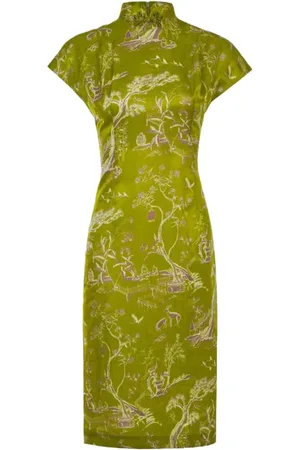 SHANGHAI TANG Winding Stream Party silk qipao dress
