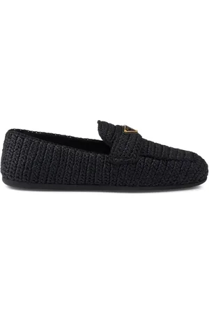 Prada Triangle-logo woven loafers