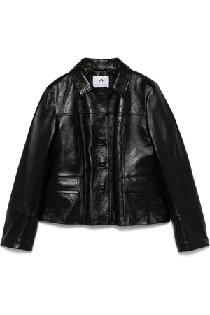 Marine Serre Moonogram-embossed leather jacket