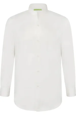 SHANGHAI TANG Band-collar poplin shirt