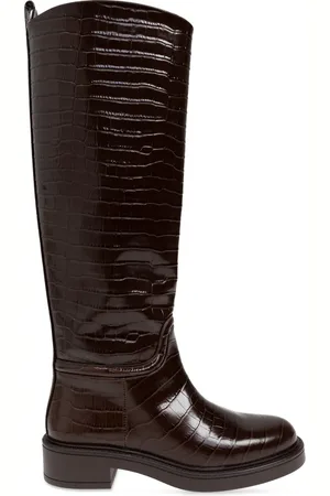 Stuart Weitzman Crocodile-embossed leather boots