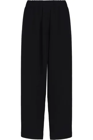 Giorgio Armani Elasticated-waistband straight-leg silk trousers