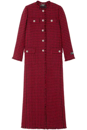 VERSACE Check-pattern tweed coat