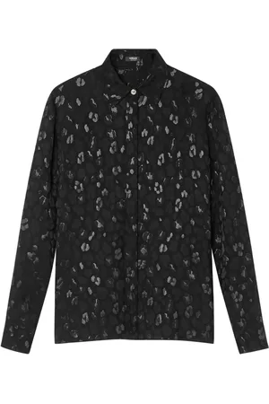 VERSACE Leopard-jacquard satin shirt